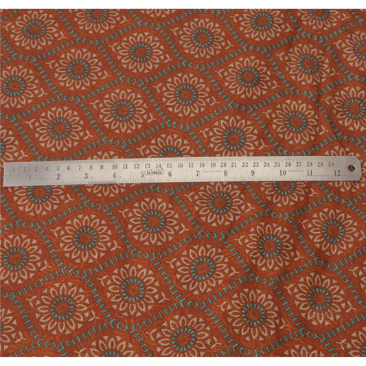 Sanskriti Vintage Red Sarees Moss Crepe Printed Sari 5YD Soft Decor Craft Fabric