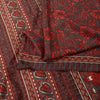 Sanskriti Vintage Red & Gray Saree Moss Crepe Floral Print 5+YD Sari Soft Fabric