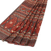 Sanskriti Vintage Red & Gray Saree Moss Crepe Floral Print 5+YD Sari Soft Fabric