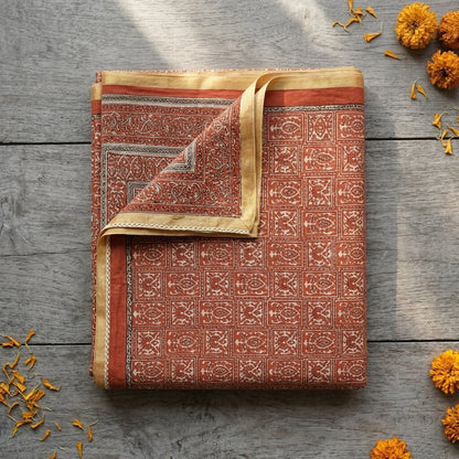 Sanskriti Vintage Red Moss Crepe Saree Paisley Printed Fabric 5 Yard Indian Sari
