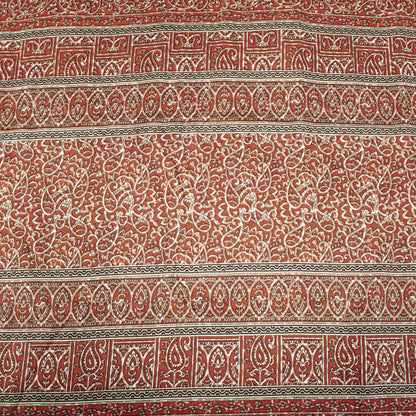 Sanskriti Vintage Red Moss Crepe Saree Paisley Printed Fabric 5 Yard Indian Sari