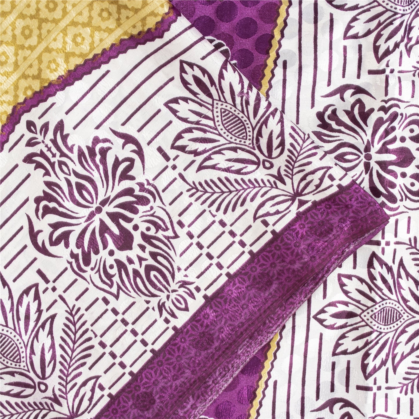 Sanskriti Vintage Indian Sarees Moss Crepe Printed Woven Sari 5+YD Craft Fabric