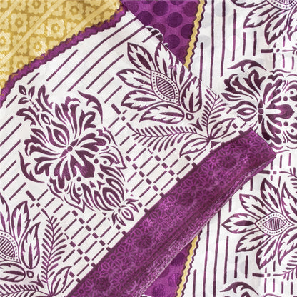 Sanskriti Vintage Indian Sarees Moss Crepe Printed Woven Sari 5+YD Craft Fabric