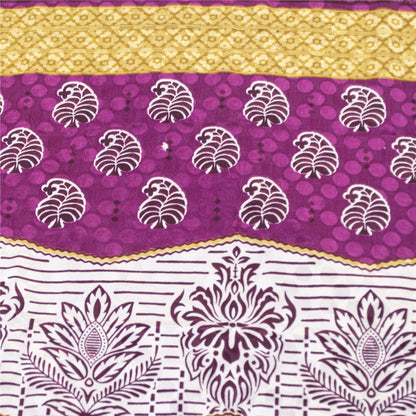 Sanskriti Vintage Indian Sarees Moss Crepe Printed Woven Sari 5+YD Craft Fabric