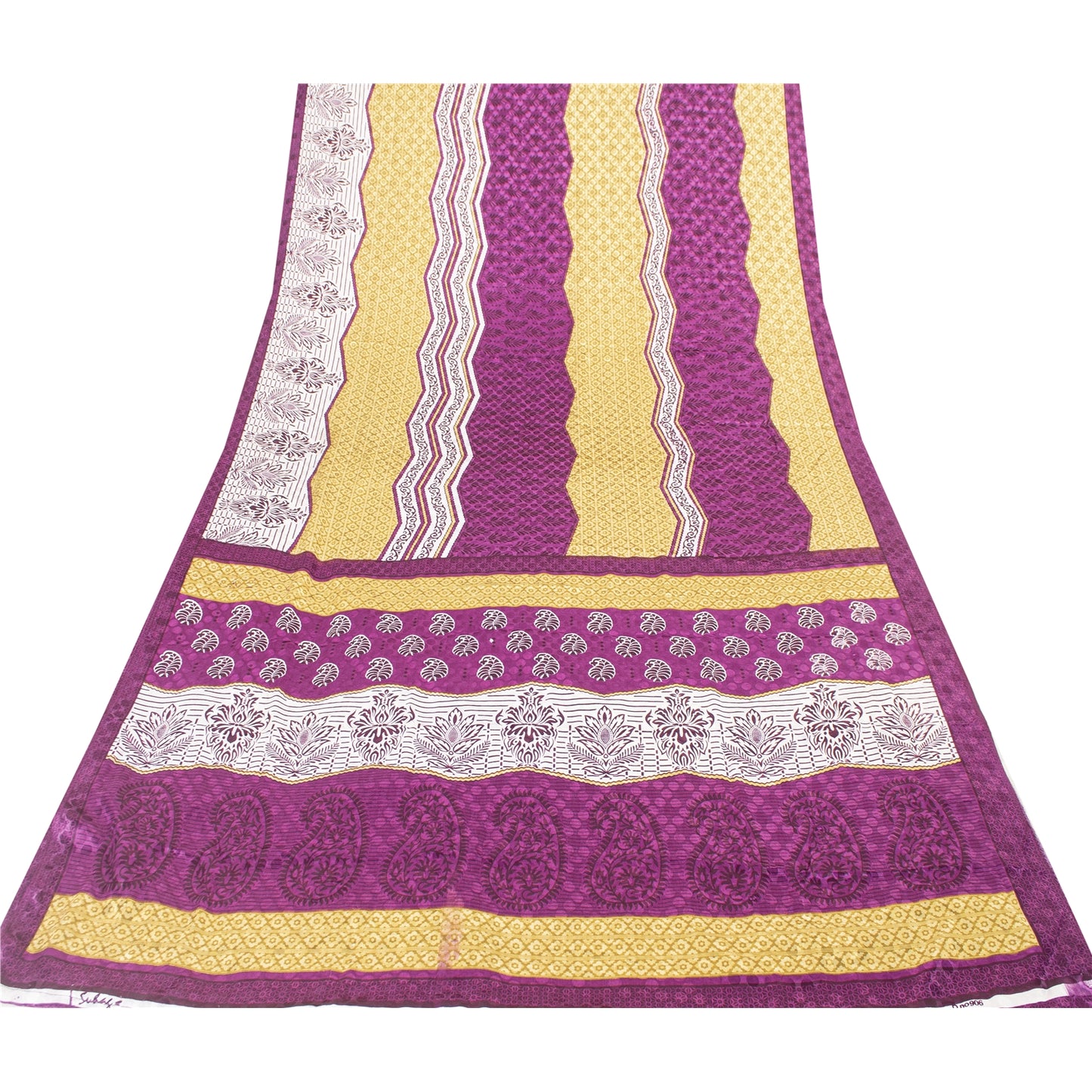 Sanskriti Vintage Indian Sarees Moss Crepe Printed Woven Sari 5+YD Craft Fabric