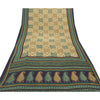 Sanskriti Vintage Cream Sarees Moss Crepe Printed Indian Sari 5YD Craft Fabric