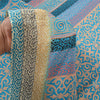 Sanskriti Vintage Blue Indian Sarees Moss Crepe Printed Sari 5YD Craft Fabric