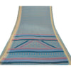 Sanskriti Vintage Blue Indian Sarees Moss Crepe Printed Sari 5YD Craft Fabric