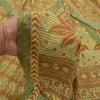 Sanskriti Vintage Brown Sarees Moss Crepe Printed Sari Floral Craft Fabric
