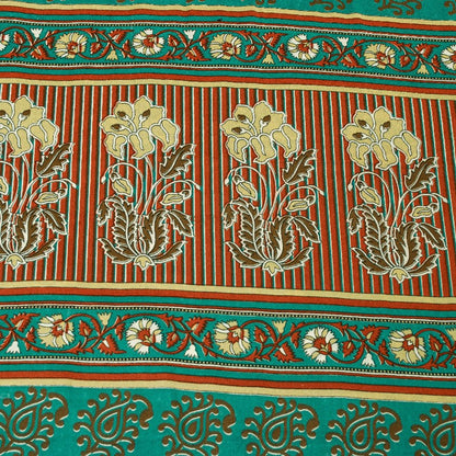 Sanskriti Vintage Indian Sarees Moss Crepe Printed Sari 5YD Soft Craft Sustainable Fabric