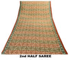 Sanskriti Vintage Indian Sarees Moss Crepe Printed Sari 5YD Soft Craft Sustainable Fabric