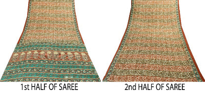 Sanskriti Vintage Indian Sarees Moss Crepe Printed Sari 5YD Soft Craft Sustainable Fabric
