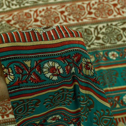 Sanskriti Vintage Indian Sarees Moss Crepe Printed Sari 5YD Soft Craft Sustainable Fabric