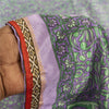 Sanskriti Vintage Purple & Green Sarees Art Silk Printed Sari 5 Yd Craft Fabric