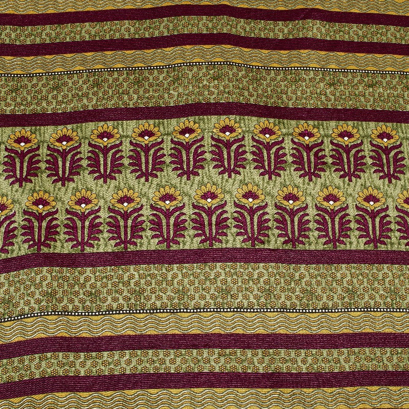 Sanskriti Vintage Brown Sarees Art Silk Sustainable Fabric Craft Printed Sewing 5 Yard Sari