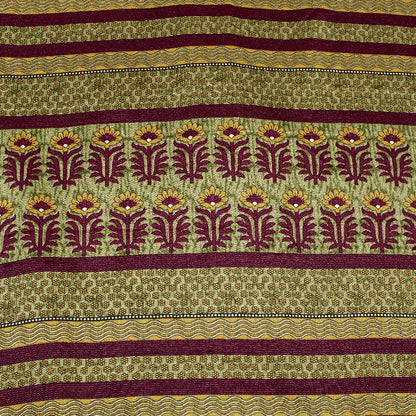 Sanskriti Vintage Brown Sarees Art Silk Sustainable Fabric Craft Printed Sewing 5 Yard Sari