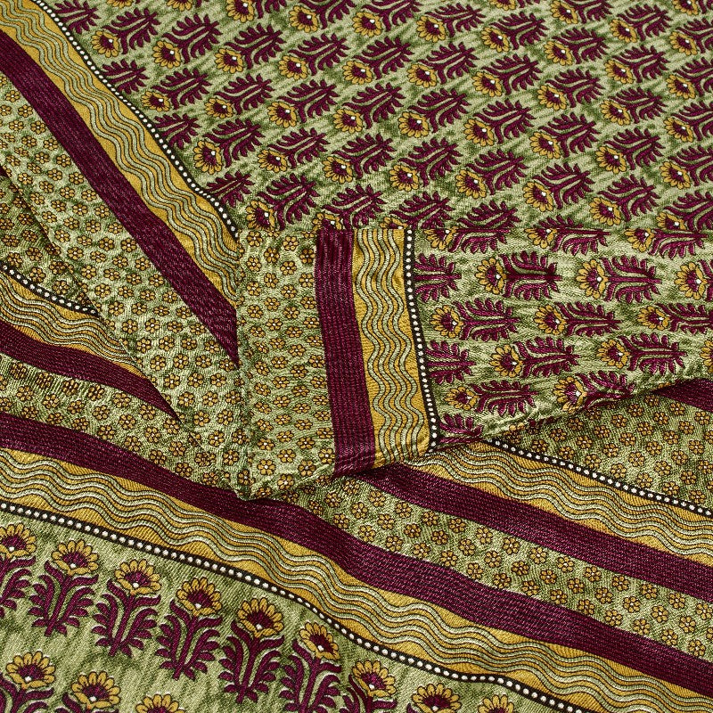 Sanskriti Vintage Brown Sarees Art Silk Sustainable Fabric Craft Printed Sewing 5 Yard Sari