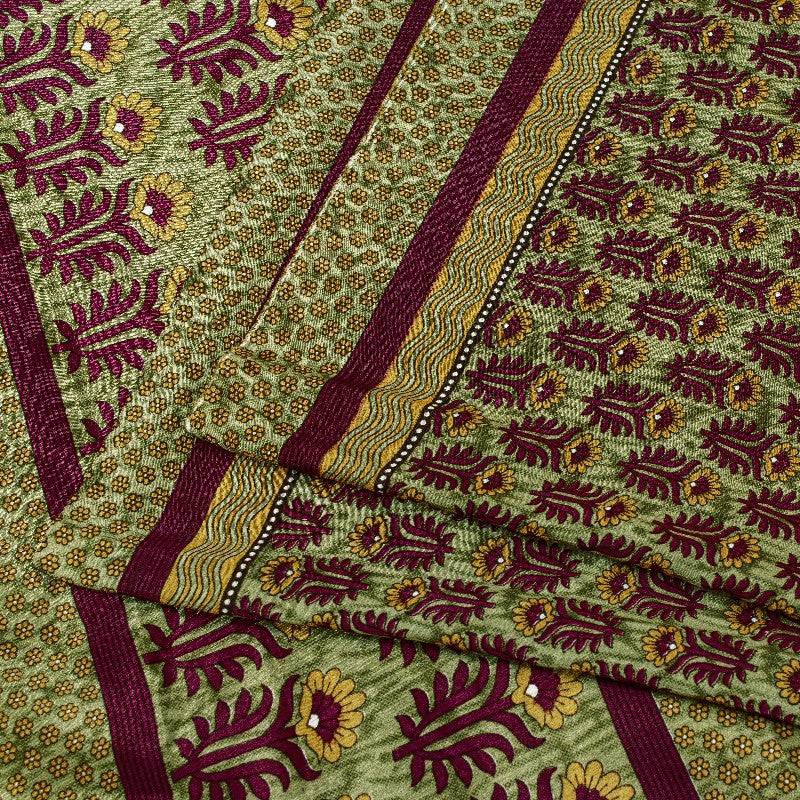 Sanskriti Vintage Brown Sarees Art Silk Sustainable Fabric Craft Printed Sewing 5 Yard Sari