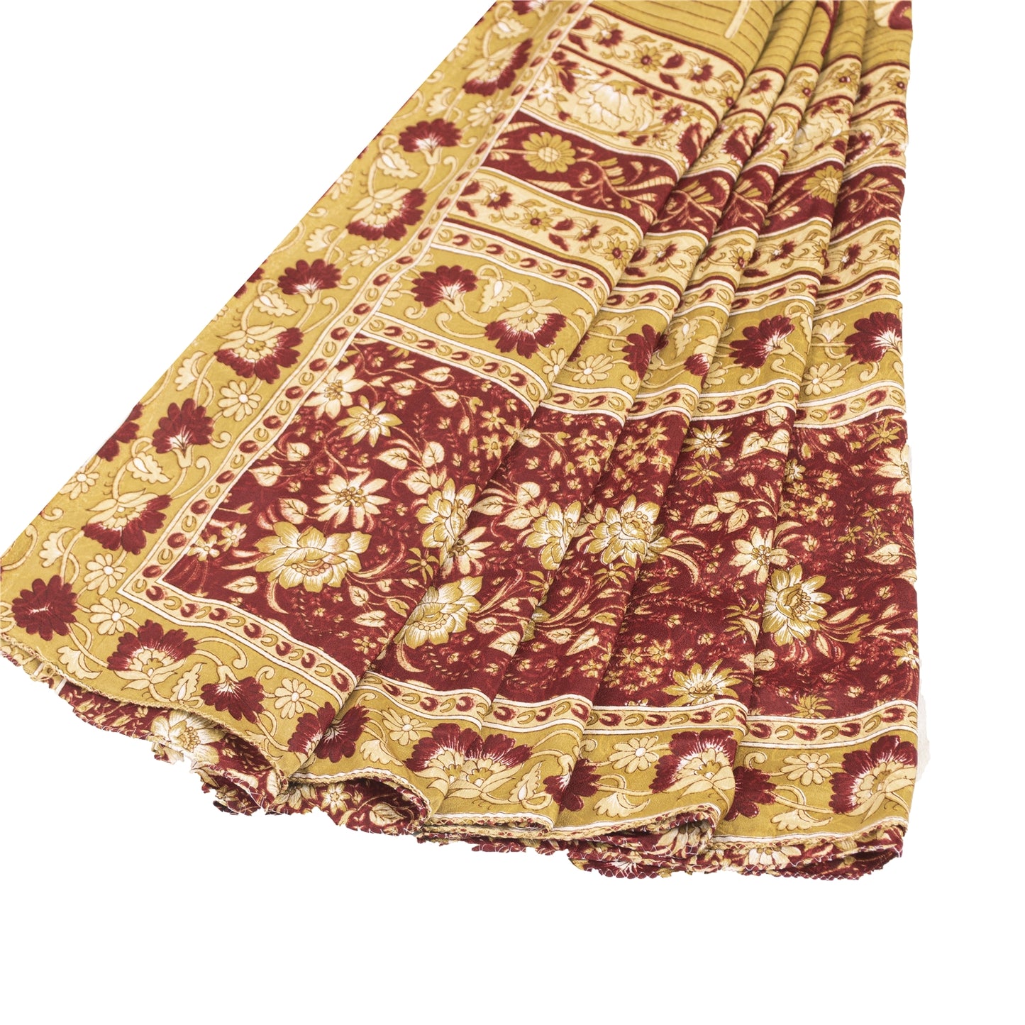 Sanskriti Vintage Red Indian Sarees Moss Crepe Printed Sari 5+YD Craft Fabric