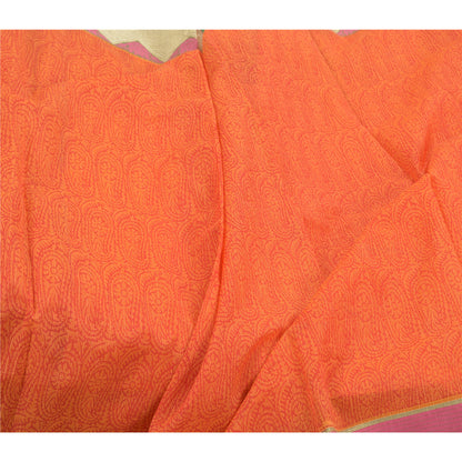 Sanskriti Vintage Red Sarees Cotton Printed Kota Sari Floral Craft Fabric