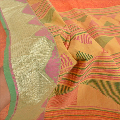 Sanskriti Vintage Red Sarees Cotton Printed Kota Sari Floral Craft Fabric