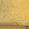 Sanskriti Vintage Mustard Peacock Feather Sarees Chanderi Print Sari 5+YD Fabric