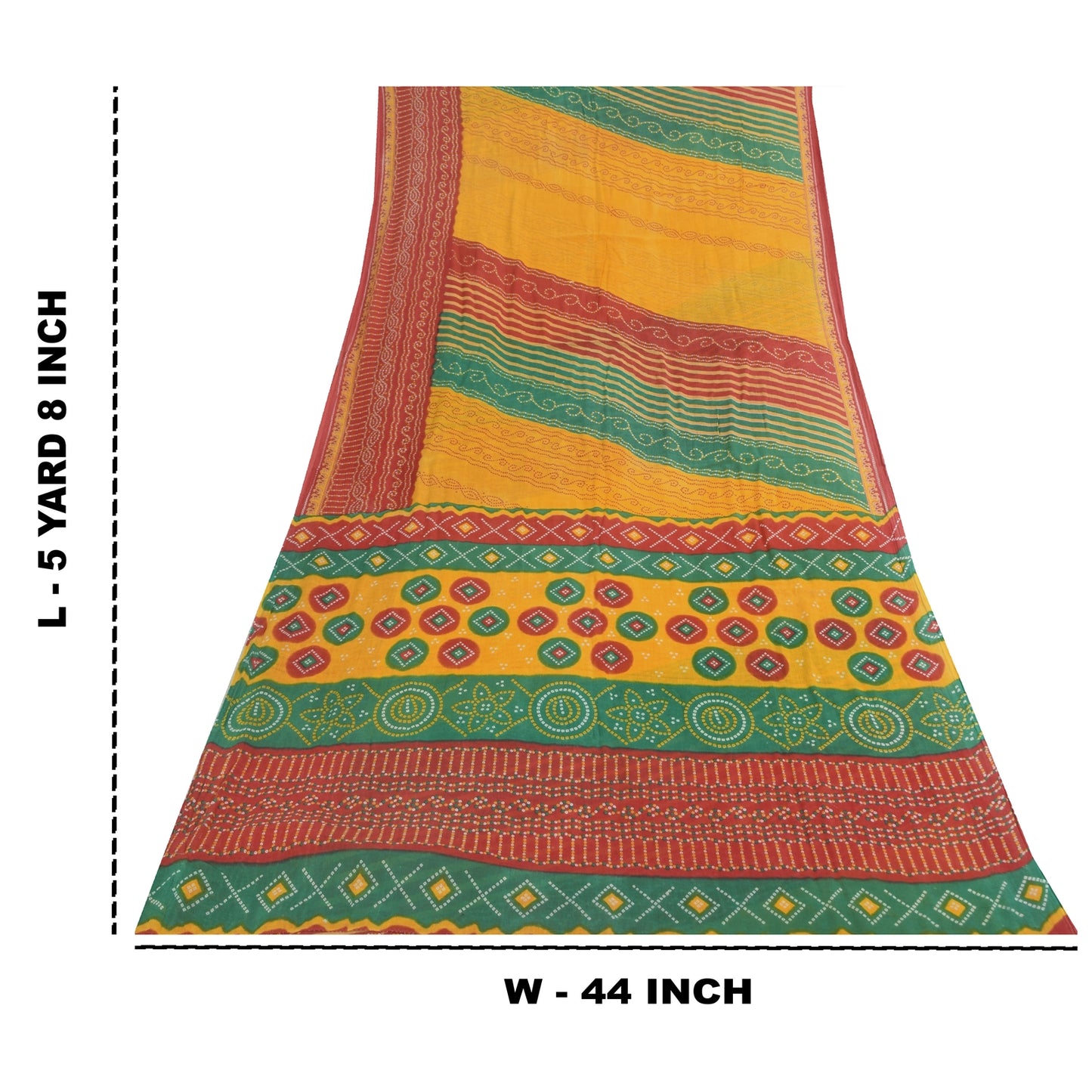 Sanskriti Vintage Saree 100% Pure Cotton Saree Multicolor Bandhani Printed Gujrat of India Sari Floral 5Yd Fabric For Crafting, Upcycling