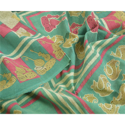 Sanskriti Vintage Soft Multi Pure Cotton Saree Geometric Printed Sari 5yd Craft