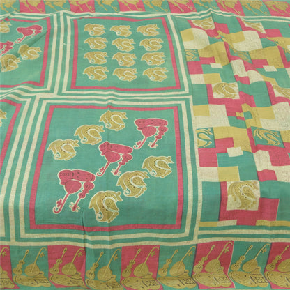 Sanskriti Vintage Soft Multi Pure Cotton Saree Geometric Printed Sari 5yd Craft