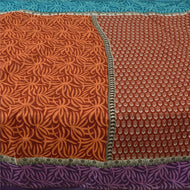 Sanskriti Vintage Sarees Brown Pure Cotton Printed Sari Soft Floral Craft Fabric
