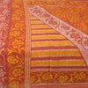 Sanskriti Vintage Sarees Brown/Orange Batik Pure Cotton Print Sari Craft Fabric