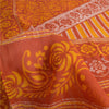 Sanskriti Vintage Sarees Brown/Orange Batik Pure Cotton Print Sari Craft Fabric