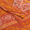 Sanskriti Vintage Sarees Brown/Orange Batik Pure Cotton Print Sari Craft Fabric