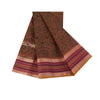 Sanskriti Vintage Sarees Brown Indian Cotton Printed Sari 6+yard Craft Fabric