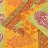 Sanskriti Vintage Sarees Block Printed From India Yellow Pure Cotton Sari Fabric