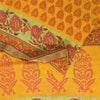 Sanskriti Vintage Sarees Block Printed From India Yellow Pure Cotton Sari Fabric