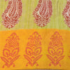 Sanskriti Vintage Sarees Block Printed From India Yellow Pure Cotton Sari Fabric
