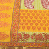 Sanskriti Vintage Sarees Block Printed From India Yellow Pure Cotton Sari Fabric