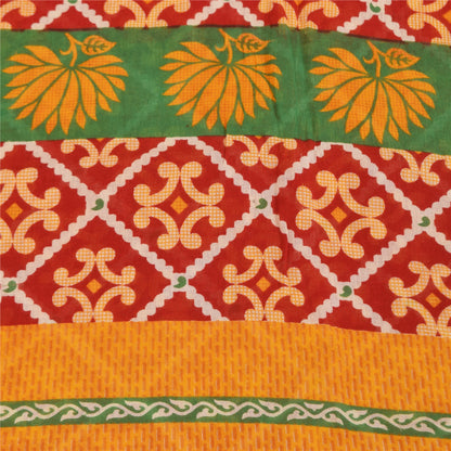Sanskriti Vintage Sarees Red Indian Pure Cotton Printed Sari Soft Craft Fabric