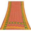 Sanskriti Vintage Sarees Red Indian Pure Cotton Printed Sari Soft Craft Fabric