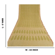 Load image into Gallery viewer, Sanskriti Vintage Sarees Green Block Printed Pure Cotton Sari Soft Craft Fabric
