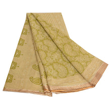 Load image into Gallery viewer, Sanskriti Vintage Sarees Green Block Printed Pure Cotton Sari Soft Craft Fabric

