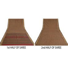 Load image into Gallery viewer, Sanskriti Vintage Sarees Indian Brown Pure Cotton Printed Sari Soft Craft Fabric
