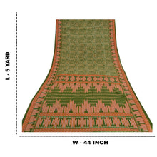 Load image into Gallery viewer, Sanskriti Vintage Sarees Green Indian Printed Pure Cotton Sari Soft Craft Fabric
