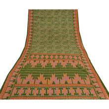 Load image into Gallery viewer, Sanskriti Vintage Sarees Green Indian Printed Pure Cotton Sari Soft Craft Fabric
