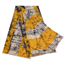 Load image into Gallery viewer, Sanskriti Vintage Sarees Yellow Batik Printed Pure Cotton Sari 5yd Craft Fabric
