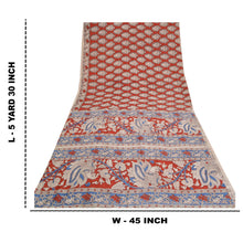 Load image into Gallery viewer, Sanskriti Vintage Sarees Red Hand Block Print Kalamkari Pure Cotton Sari Fabric
