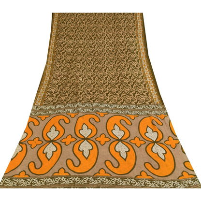 Sanskriti Vintage Sarees Green 100% Pure Cotton Printed Sari Soft Craft Fabric