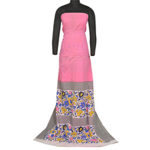 Load image into Gallery viewer, Sanskriti Vintage Sarees Pink Floral Painted Pure Cotton Sari Soft Craft Fabric
