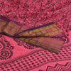 Sanskriti Vintage Sarees Pink/Black Block Print Zari Work PureCotton Sari Sustainable Fabric